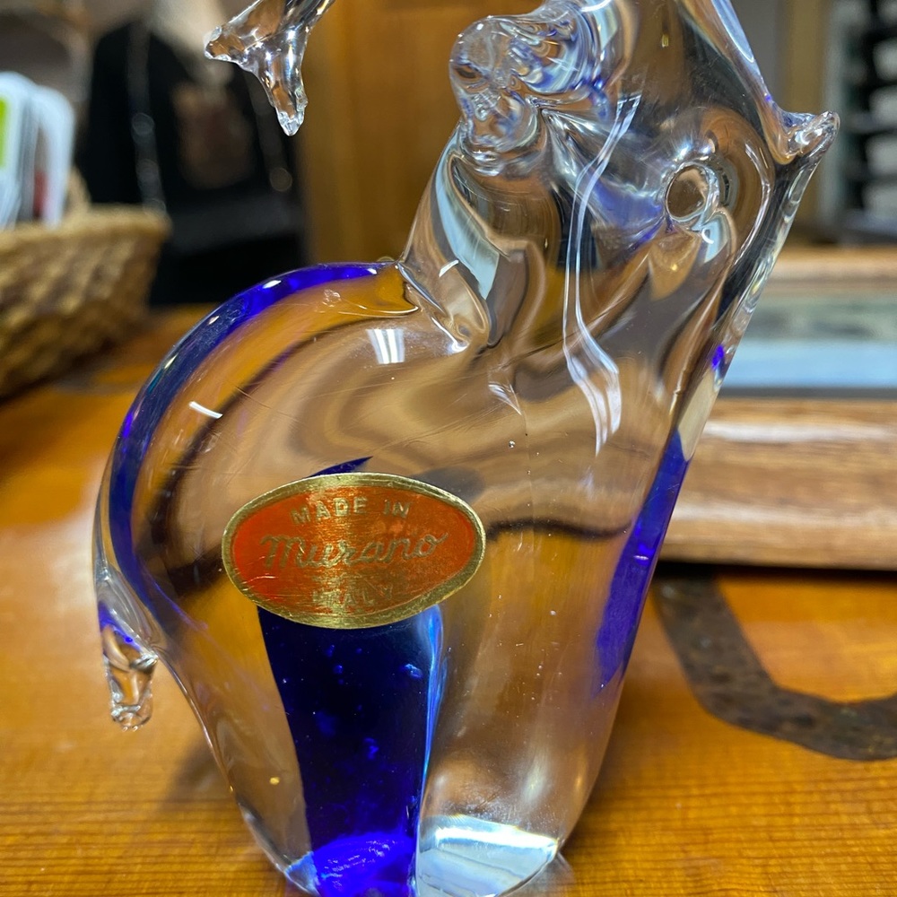 Murano Glass Elephant Figurine, Made in Italy, 4” tall - Picture 2 of 5
